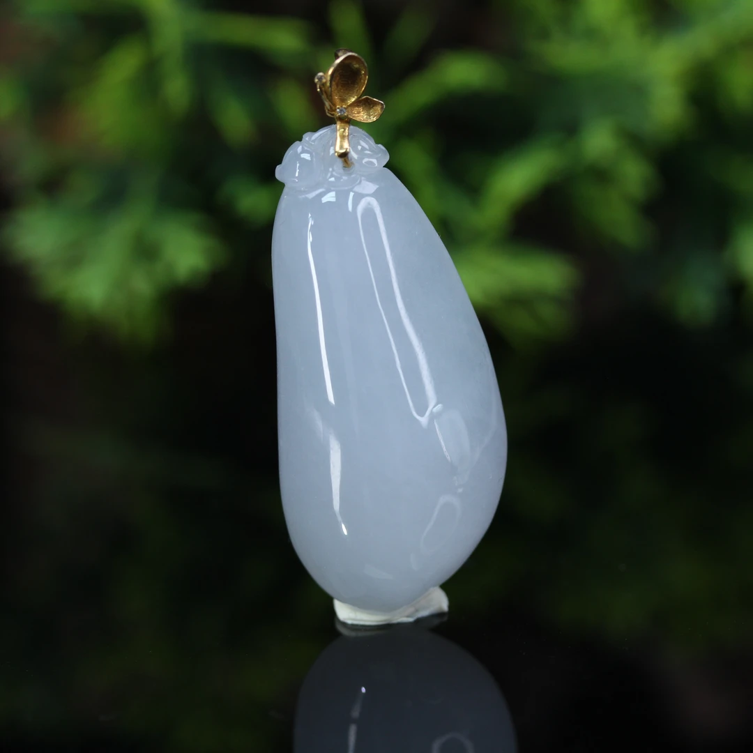 53天然缅甸翡翠A货18K金镶五福临门福瓜吊坠吊坠/1228114/拍卖