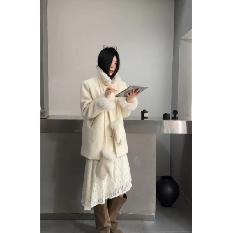 韩版秋冬季新款修身显瘦网红穿搭外套上衣气质高腰a字半身裙套装