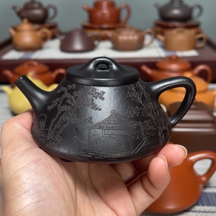 茶壶紫砂全手捂灰石瓢150cc