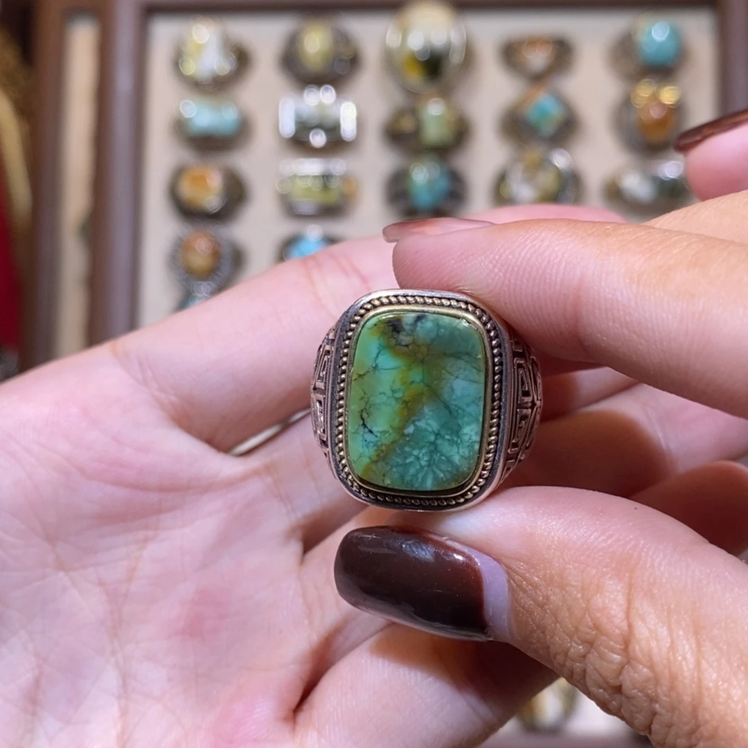 绿松石戒指银S925镶嵌L****看