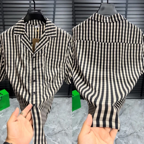 8125/夏季新款高品质男士时尚古巴领衬衫短袖