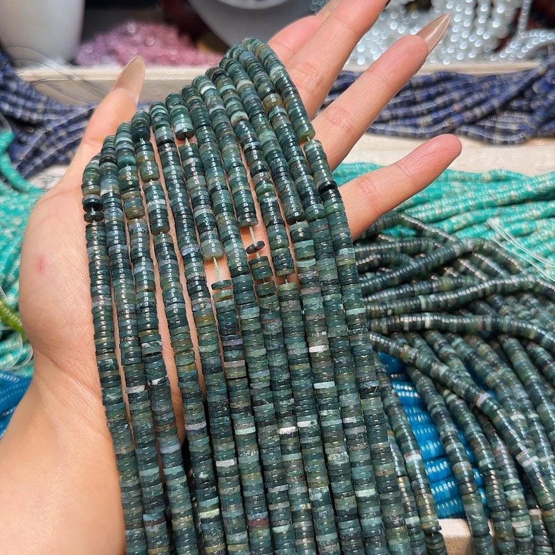 玛瑙/玉髓未镶嵌珠宝半成品天然水草隔片一条6mm