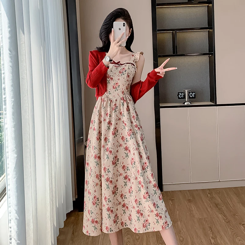 温柔风小清新碎花连衣裙女春季2025新款甜美减龄收腰显瘦茶歇长裙