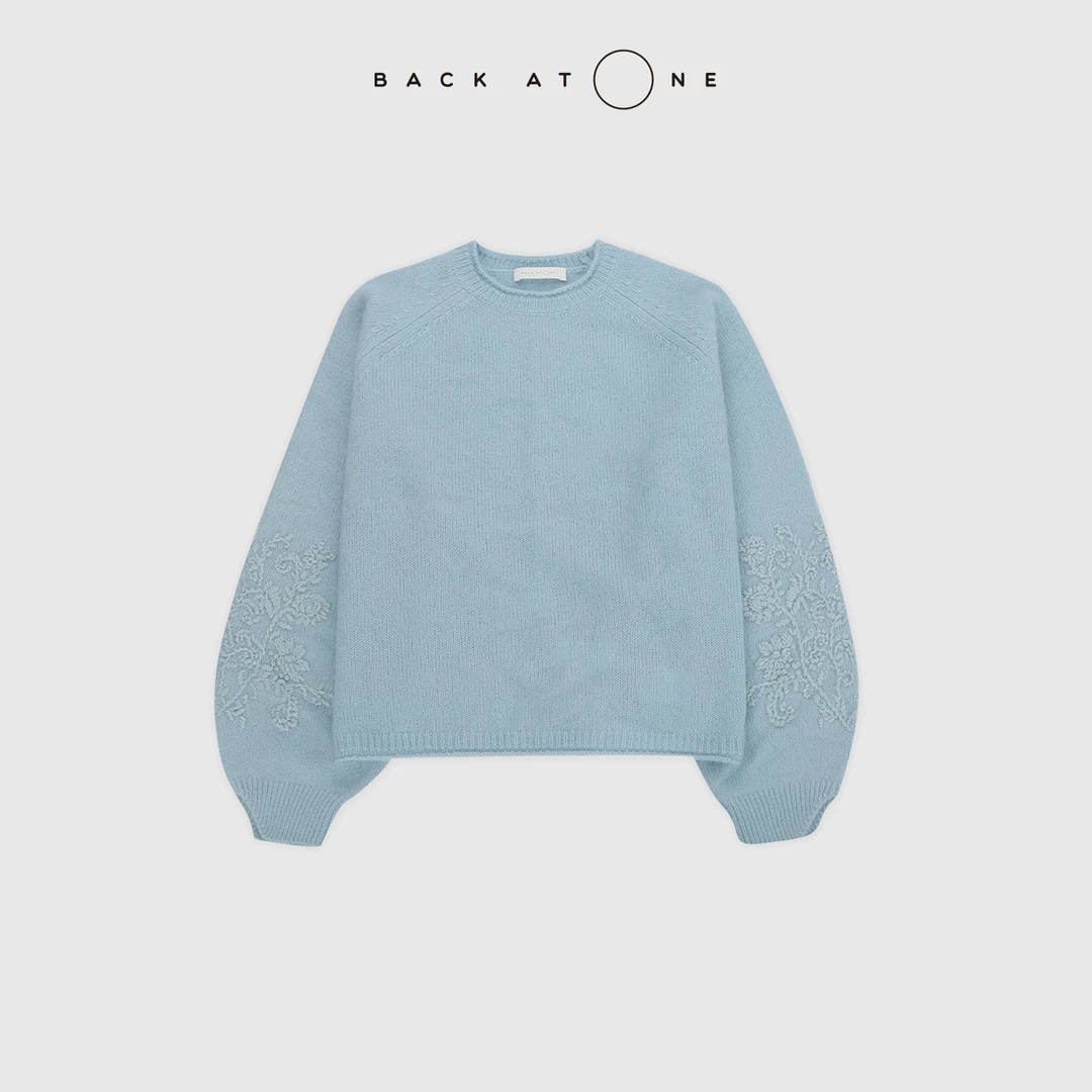 BACKATONE“云游四季” 低调奢华手工绣花针织套头衫 BFF-1AB164B-K