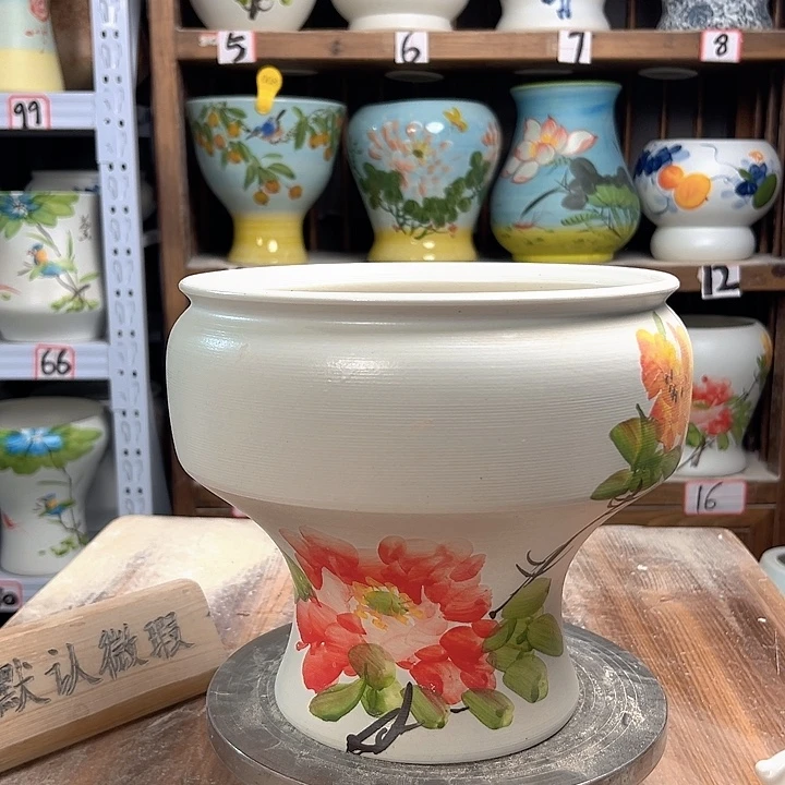 陶口22红牡丹陶瓷