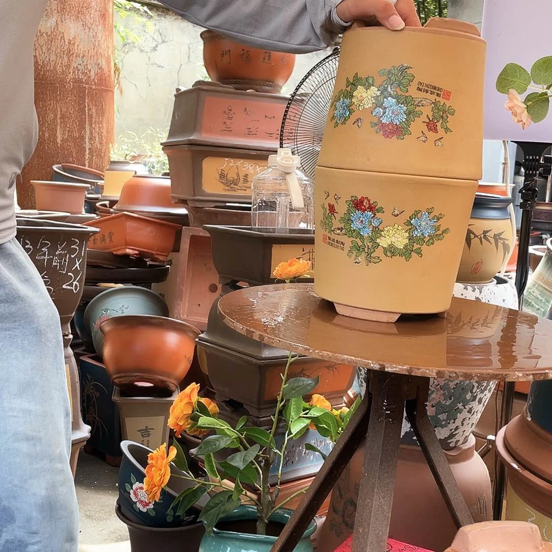 花开富贵小一对花盆紫砂花盆