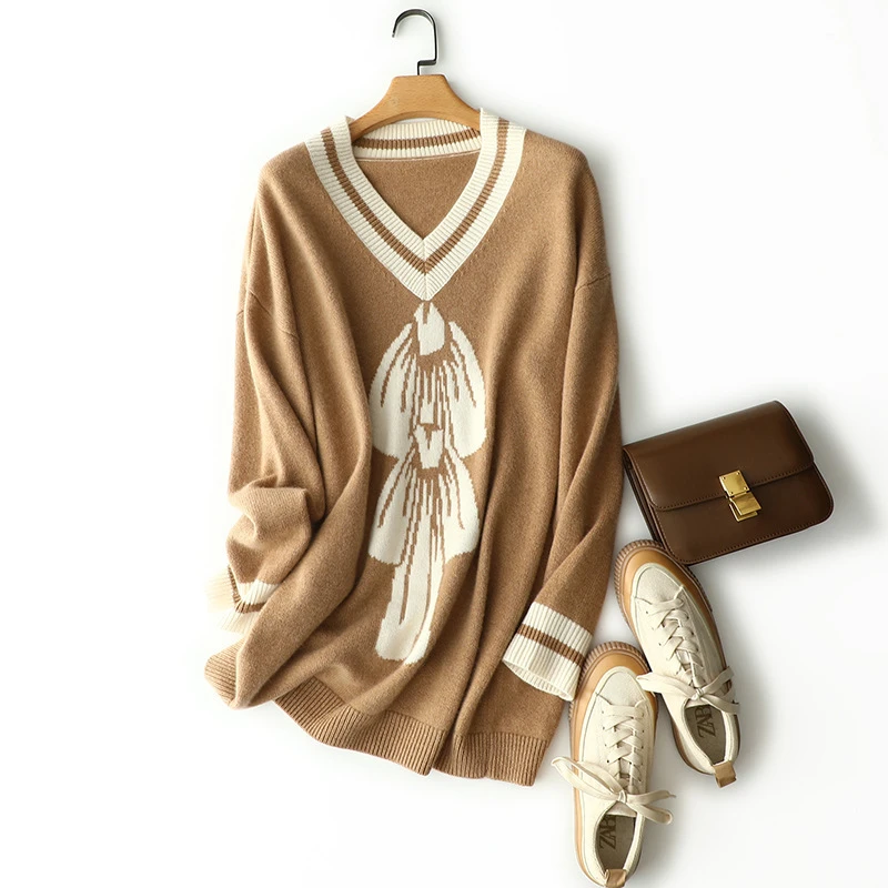 【阳光专属】藏里羊 秋冬圆领长袖宽松针织羊绒衫BC01690