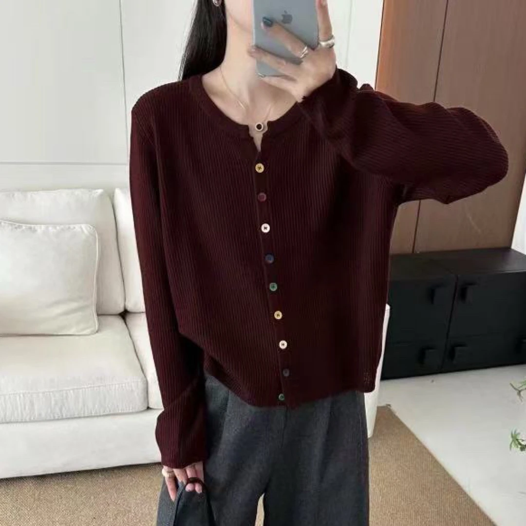 9037开衫款针织通勤长袖秋季毛针织衫时尚宽松针织衫秋冬