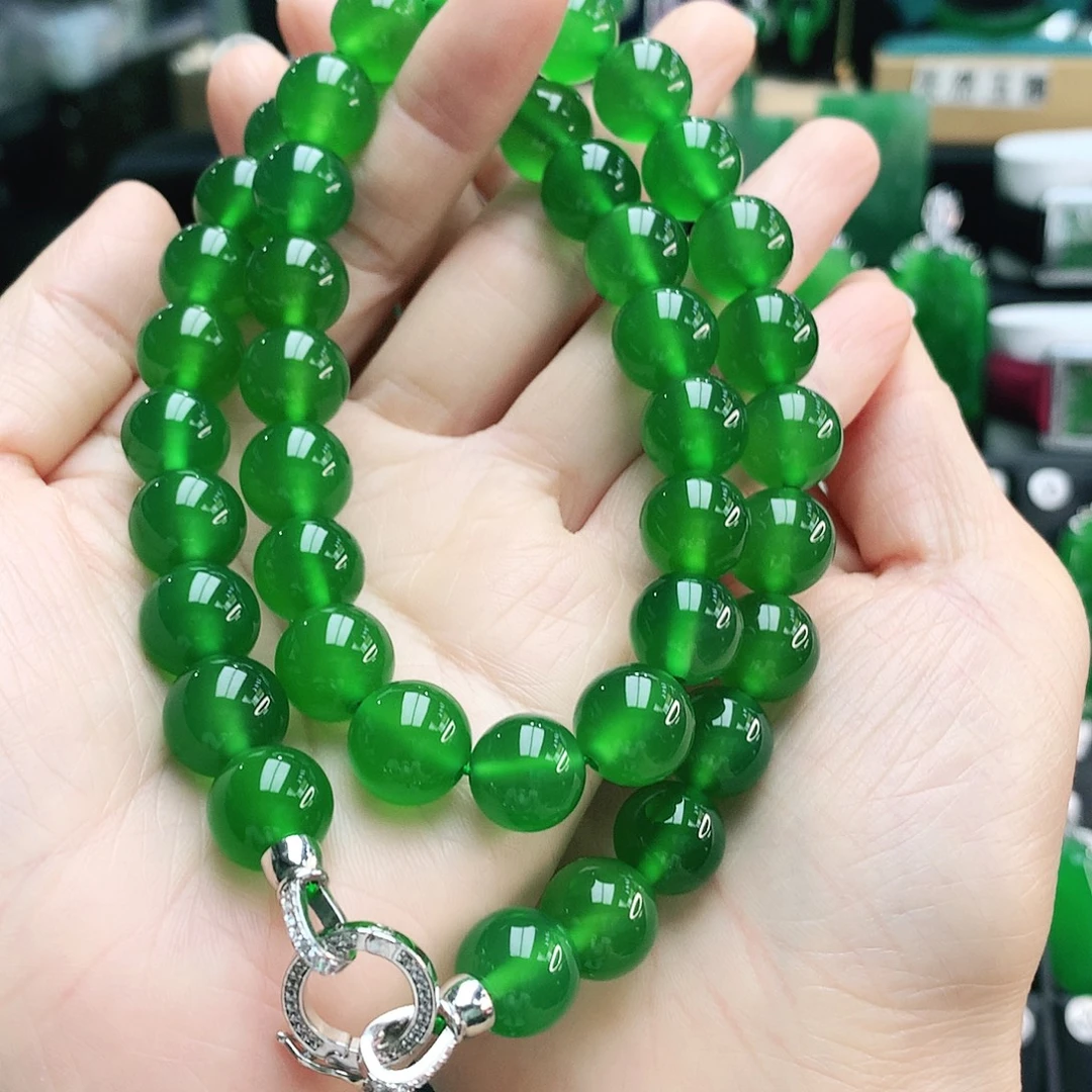 玛瑙/玉髓银S925镶嵌珠链12mm