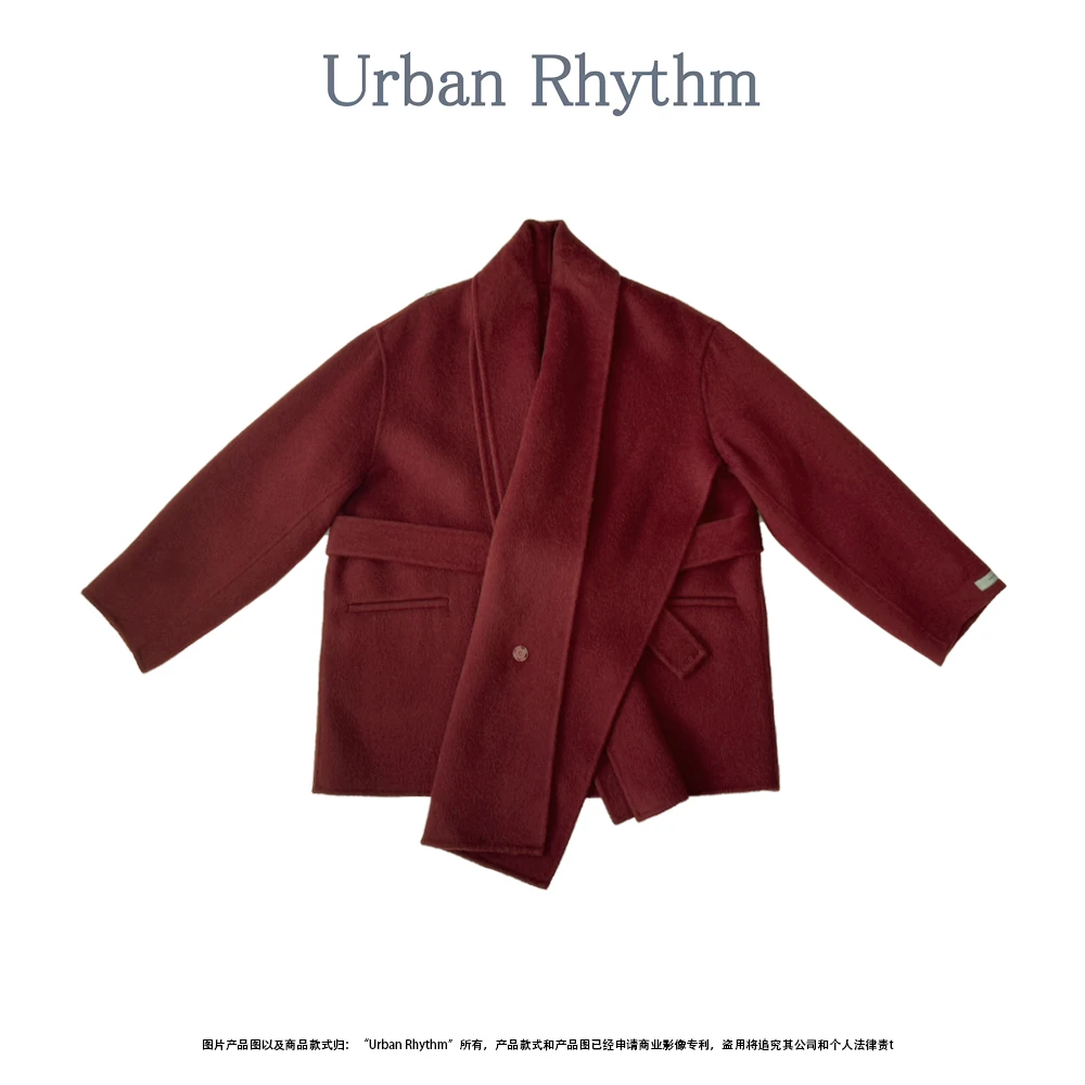 Urban rhythm气质高级感宽松牦牛绒羊毛大衣毛呢外套中长款秋冬