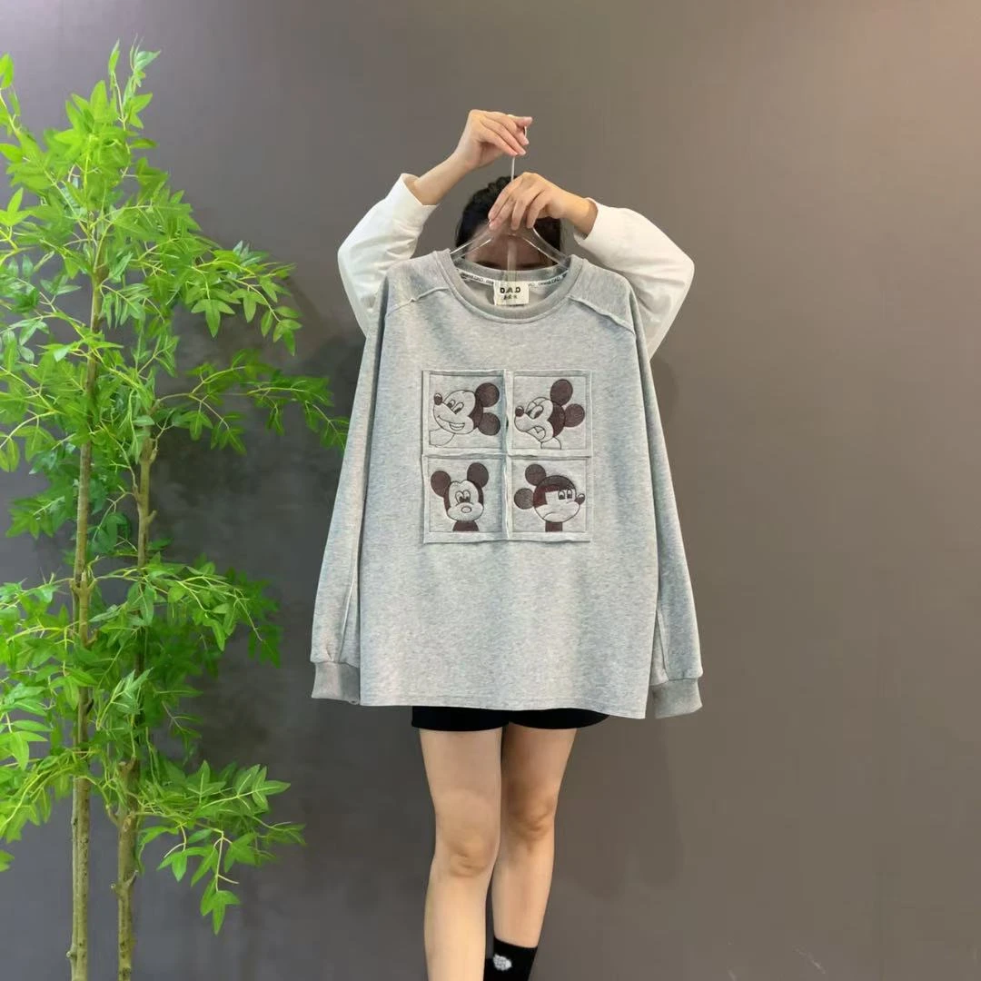 1789欧货秋冬季新款韩版宽松卡通加绒卫衣大码女装长袖休闲款