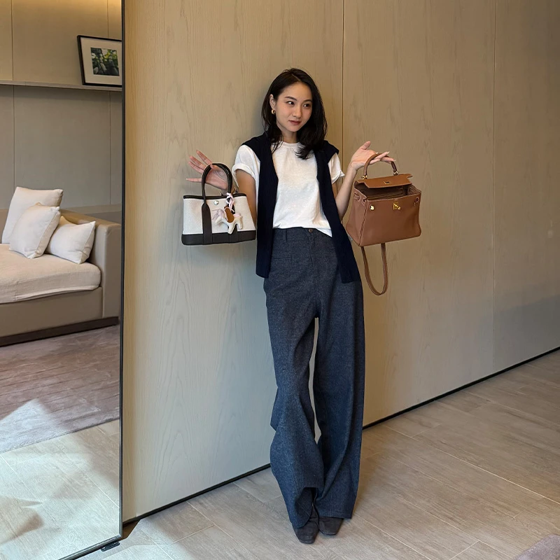 靠谱。【那不勒斯】新款亚麻直筒显高显瘦长裤KP250208