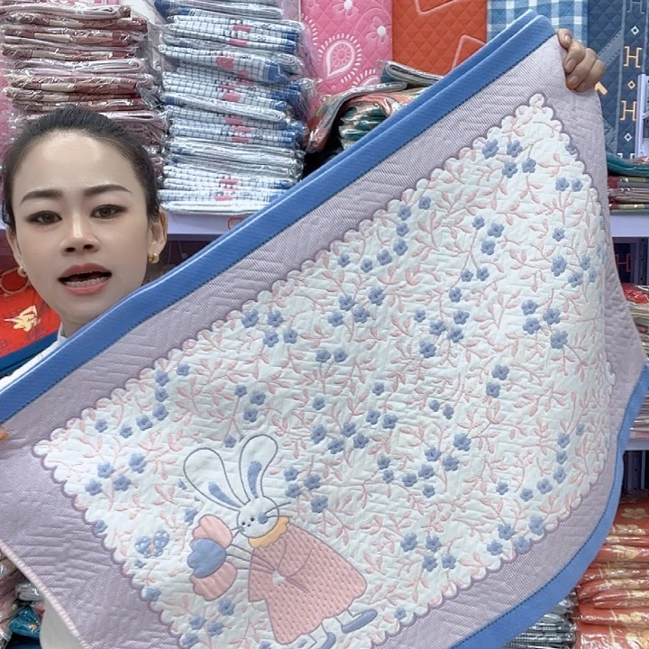 棉蓝色小花兔纯棉