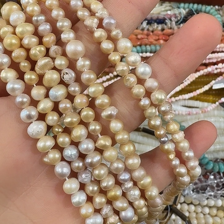 玛瑙/玉髓合金珠宝半成品一条金色小珍珍5mm