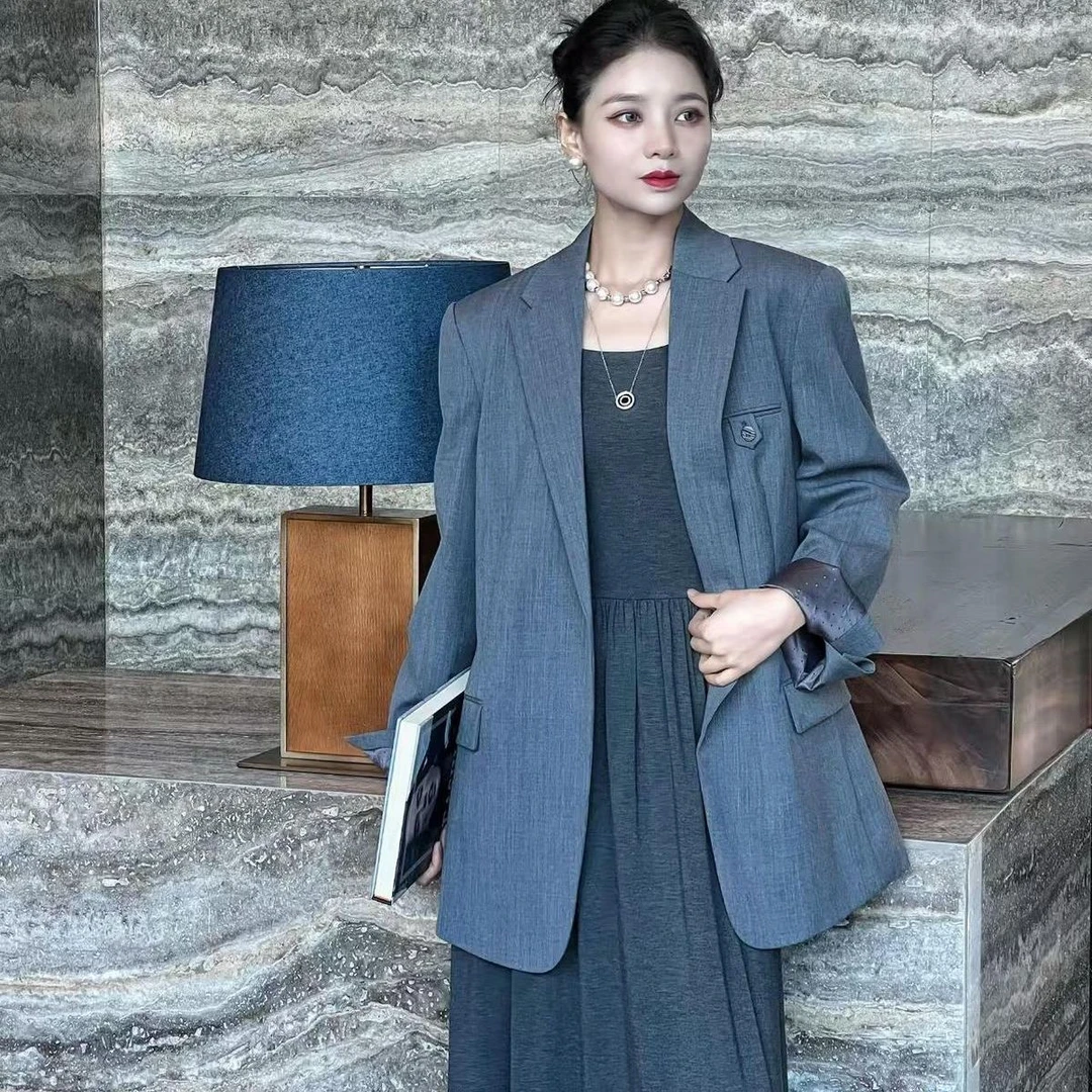 阿家专柜正品轻奢廓形宽松格雷系男友西装 5400604-253841-001