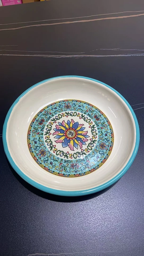 【发2个】22公分特厚珐琅搪瓷深盘