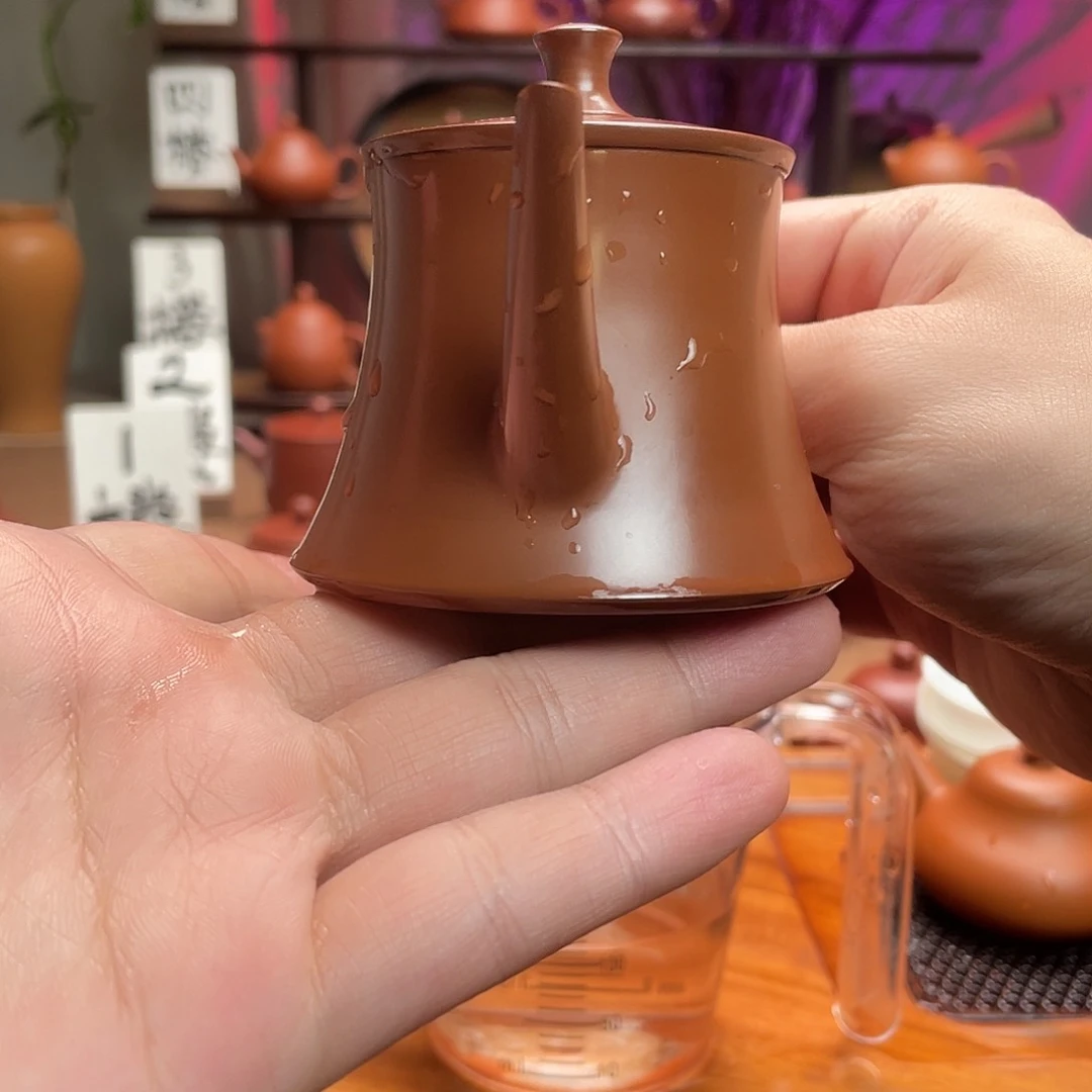 紫砂茶壶吾*膳开运老朱泥精工水墨