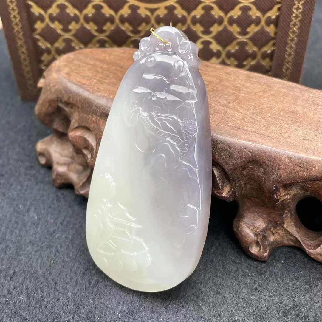 【玉冠珠宝】孤品和田玉山水吊坠 精美 款 35*71mm（赠绳）多样性发一