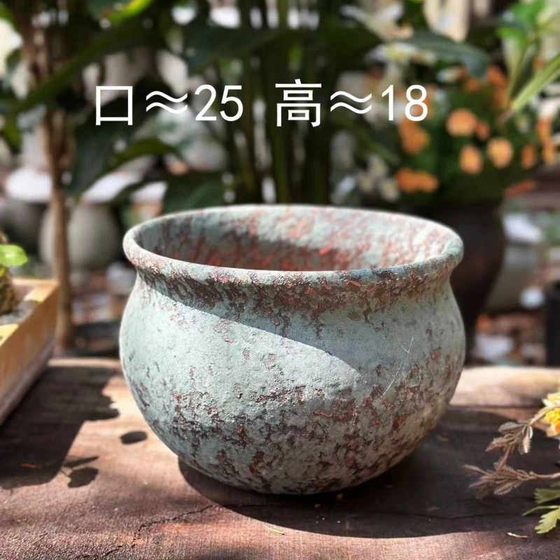 宜兴紫砂花盆 复古磨砂大口径室内种植 花盆1个