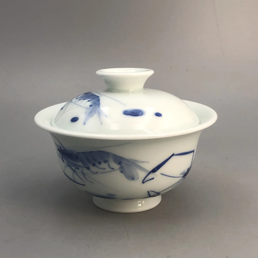 【景德】红丰窑 写意虾盖碗 陶瓷 mlhfy0238