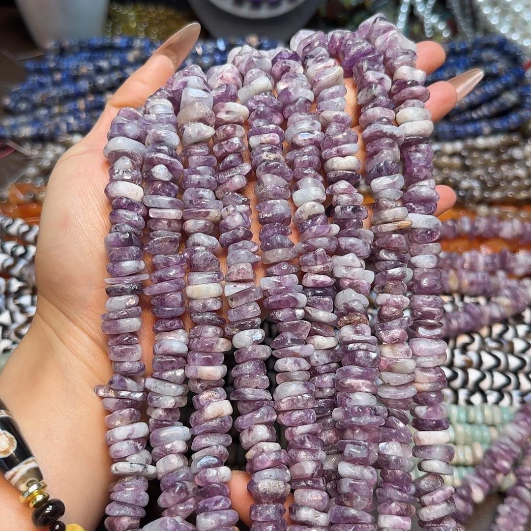 玛瑙/玉髓未镶嵌珠宝半成品紫锂云母隔片13mm一条