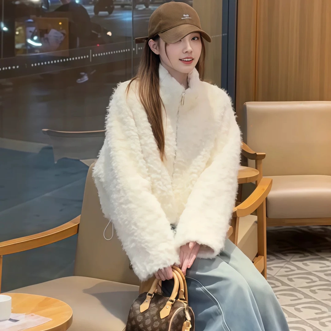 毛毛外套女2025冬季新款时髦洋气减龄百搭宽松高级一体上衣潮