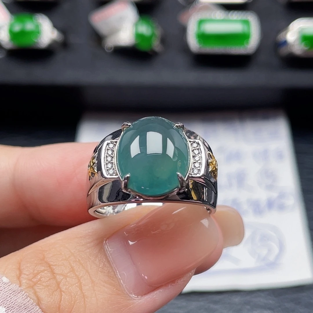 翡翠戒指银S925镶嵌天然a货翡翠没运费险3258