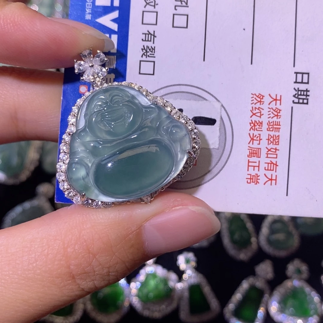 翡翠银S925镶嵌颈饰天然
