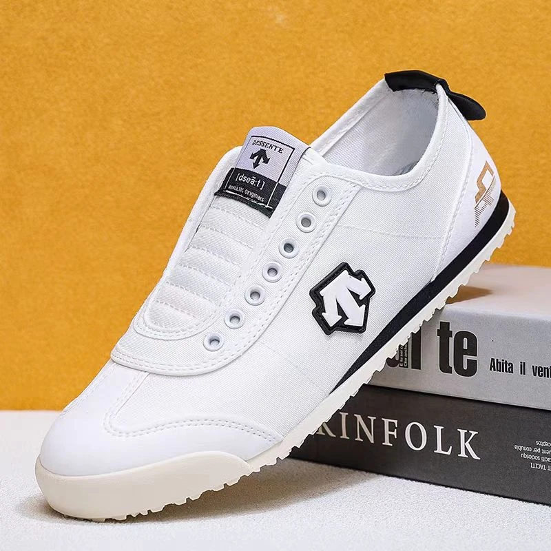 夏季透气帆布布鞋男一脚蹬2025新款板鞋懒人休闲鞋阿甘箭头小白鞋