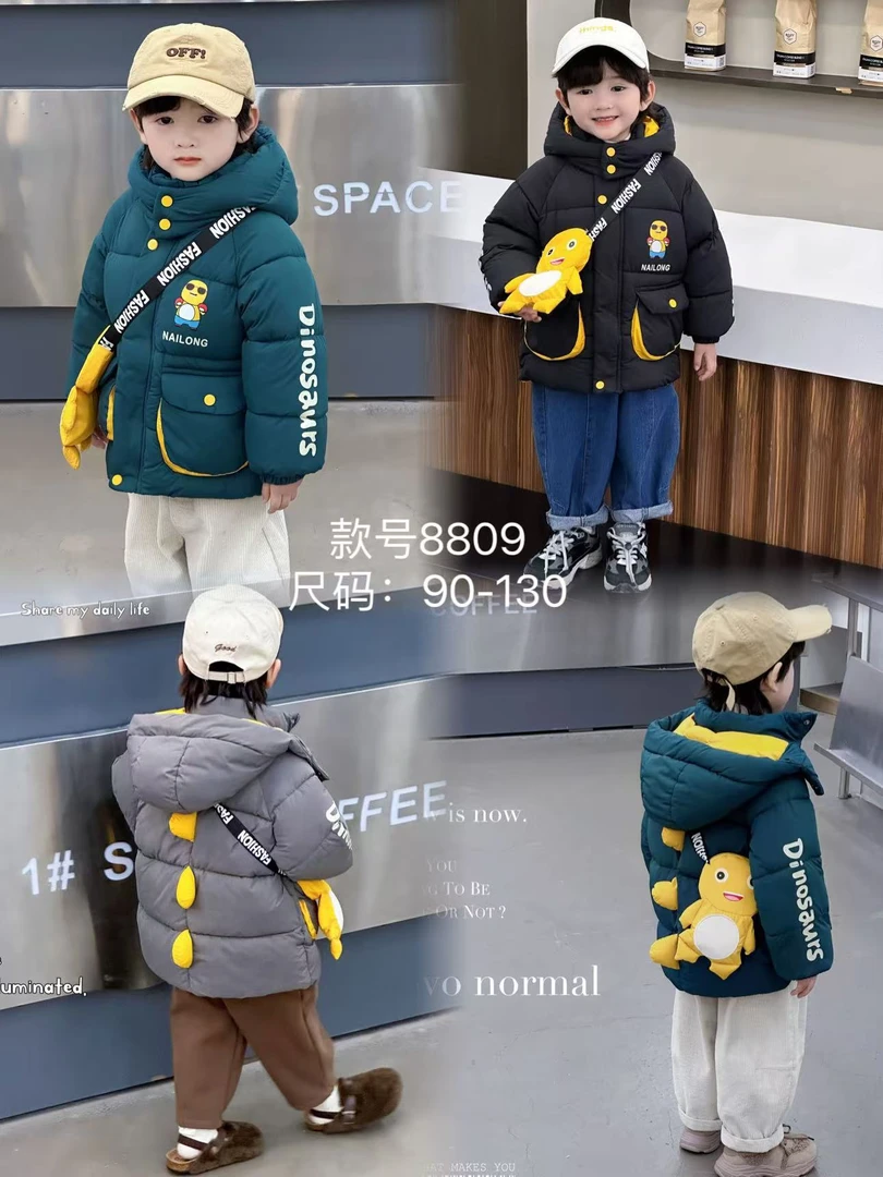 女童2024加绒加厚新款儿棉服童洋气棉衣冬季中长款外套棉袄奶龙