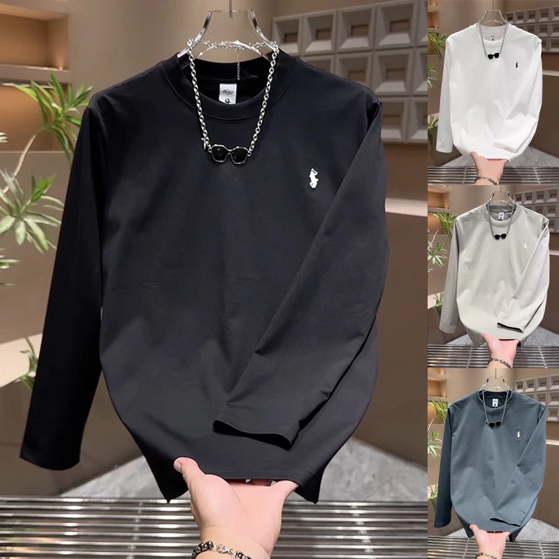 男装简约百搭潮流刺绣爆款圆领卫衣休闲百搭潮牌长袖小马打底体恤