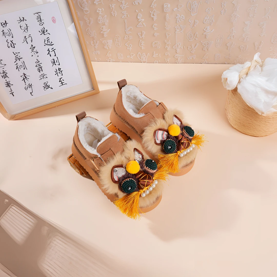 非遗手工虎头鞋成人爆款老虎鞋时尚秋冬保暖薄绒可爱毛绒勃肯鞋