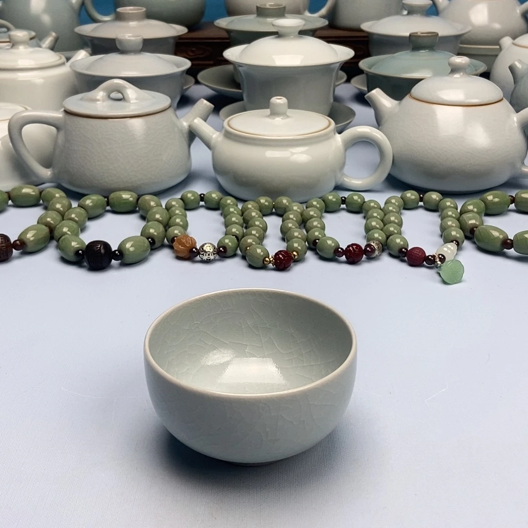 杯仿古月白罗汗杯原矿原釉原产地