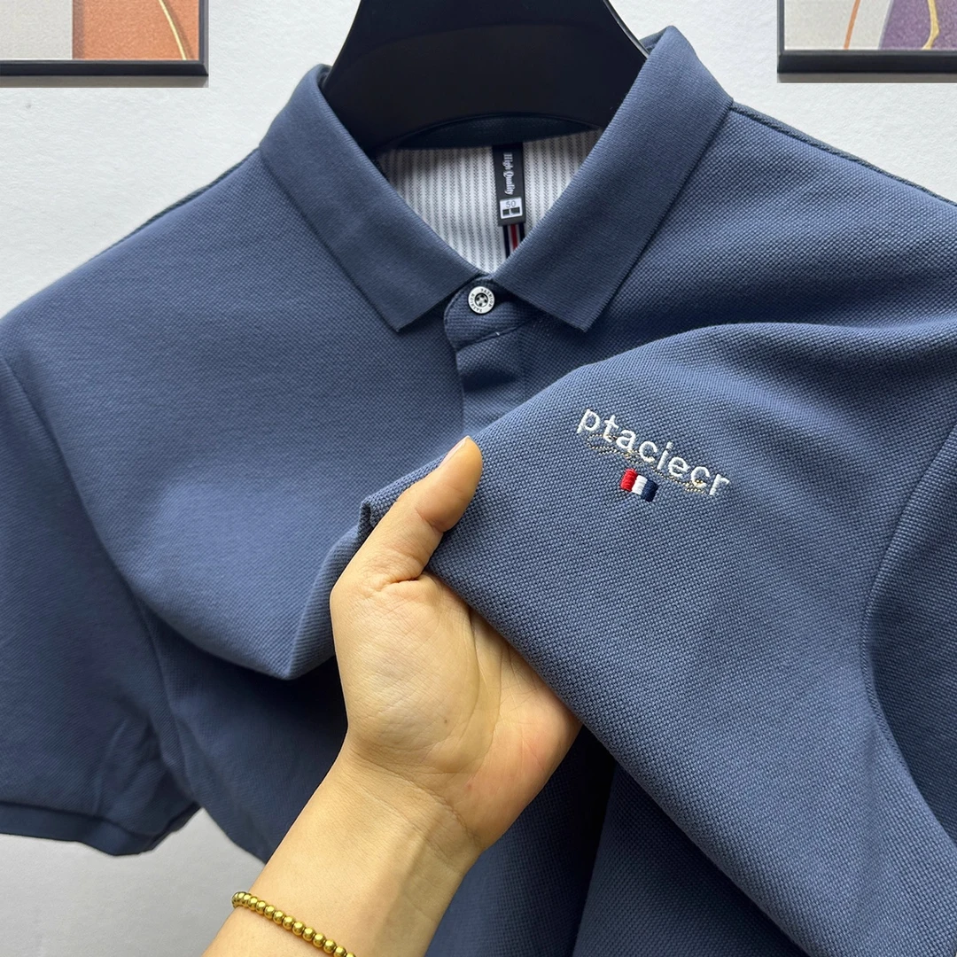 VIATEMSIARY外贸出口~夏季纯棉短袖t恤男士商务休闲刺绣Polo衫潮