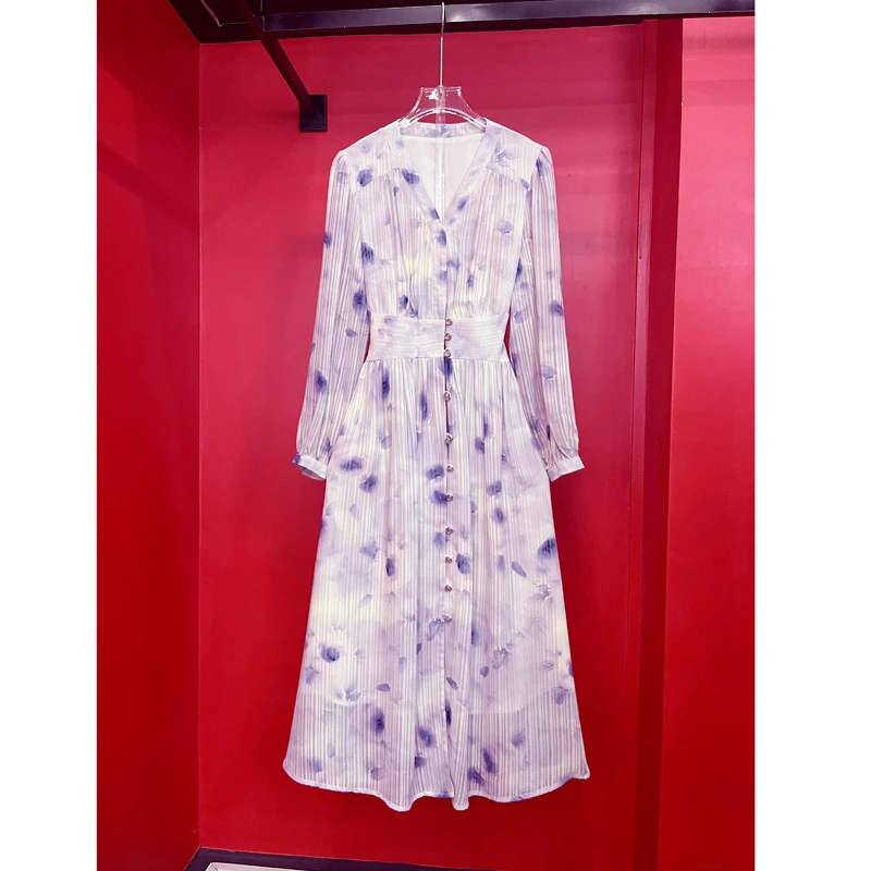 303法式碎花气质收腰显瘦优雅长裙春夏裙子轻奢夏季时尚设计师