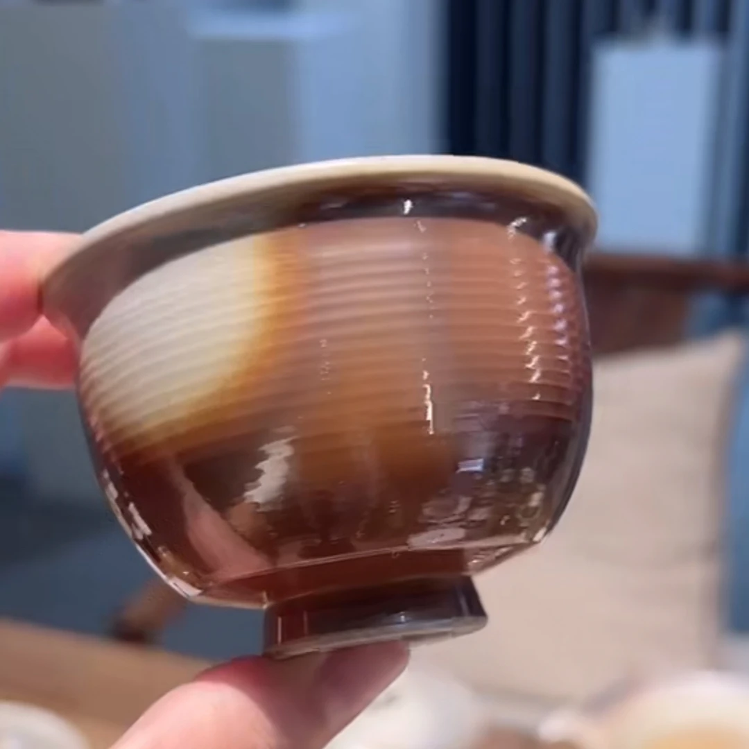 谢加阔柴烧琥珀束口杯超级润手工制作自然落灰复古品茗杯