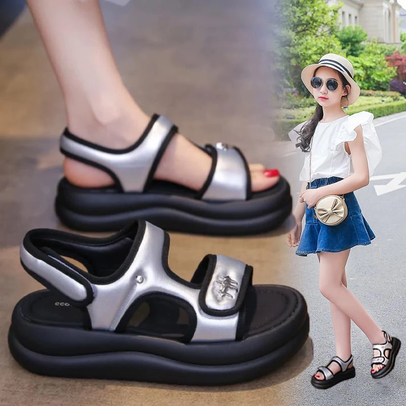 小学生女童韩版中大童2025透气洋气新款运动儿童鞋子公主凉鞋夏季