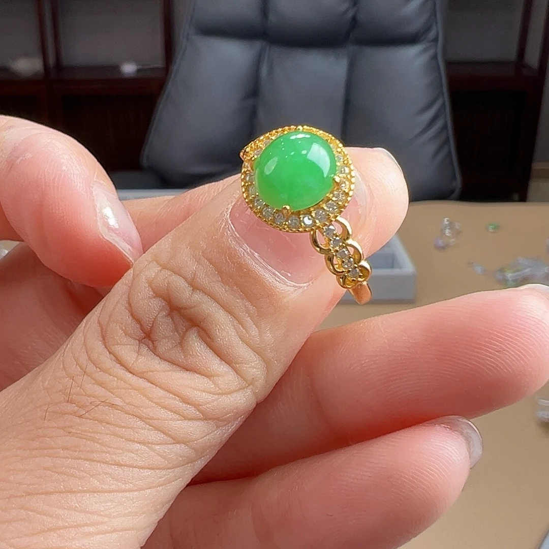 翡翠银S925镶嵌戒指戒指0