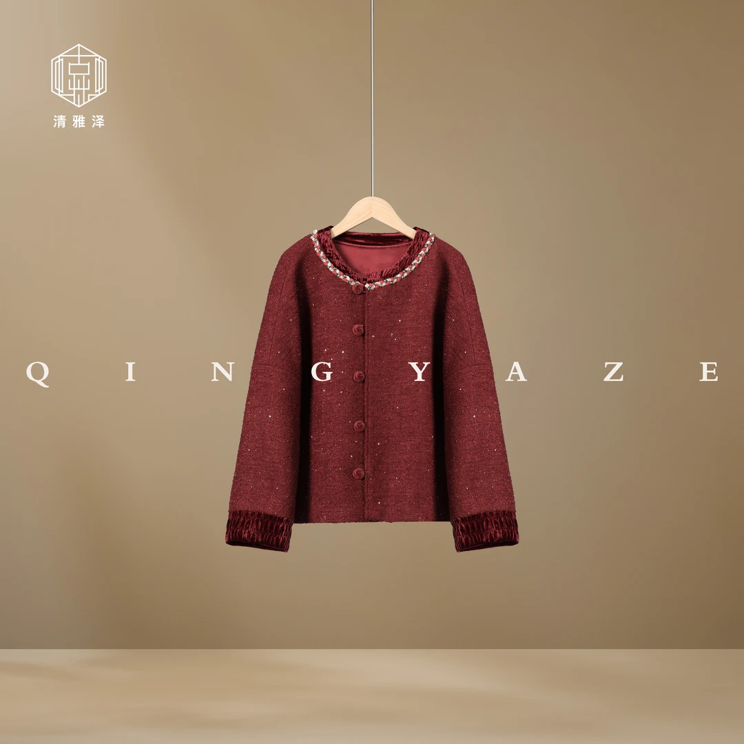 朱樱！羊毛粗花呢原创设计款外套！GZ4995