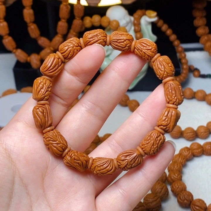 手串桃核秦岭野生小金条10