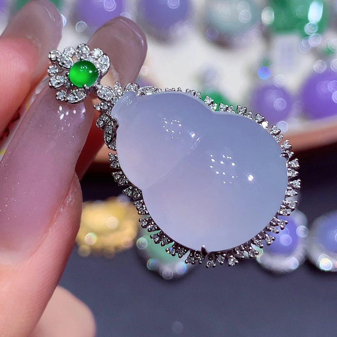 翡翠18K金镶嵌吊坠(不含链)