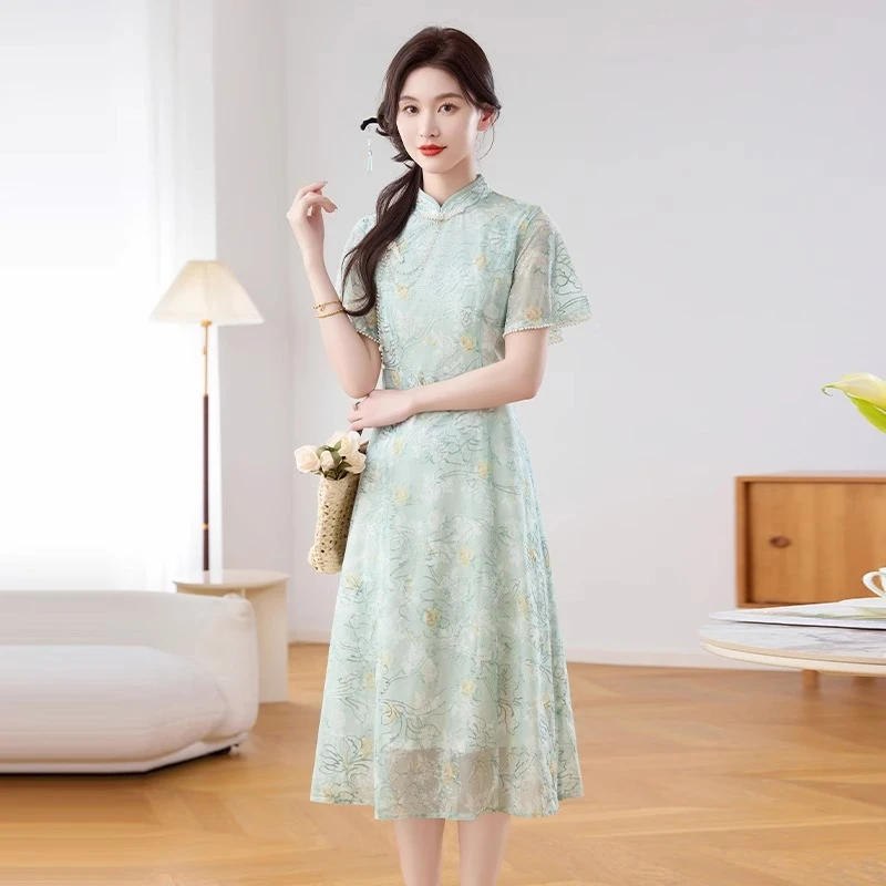 新中式国风旗袍连衣裙2025新款女夏今年流行爆款妈妈高端大气裙子