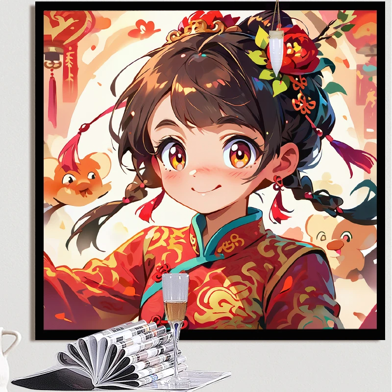 2025新款古装少女高颜值女孩十字绣满绣刺绣精准印花手工自己绣