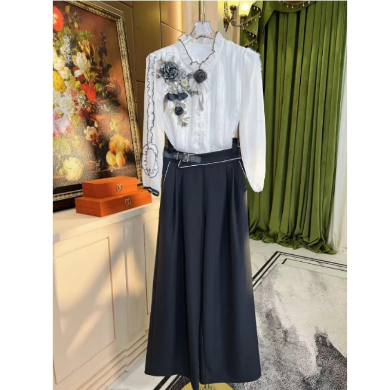 芙娜妮轻奢秋冬新款小众设计衬衫气质显瘦女装时尚两件套F2510812