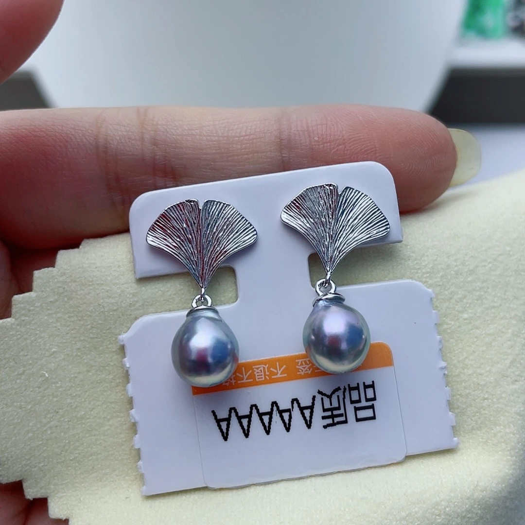 银S925镶嵌耳饰海水珍珠w70