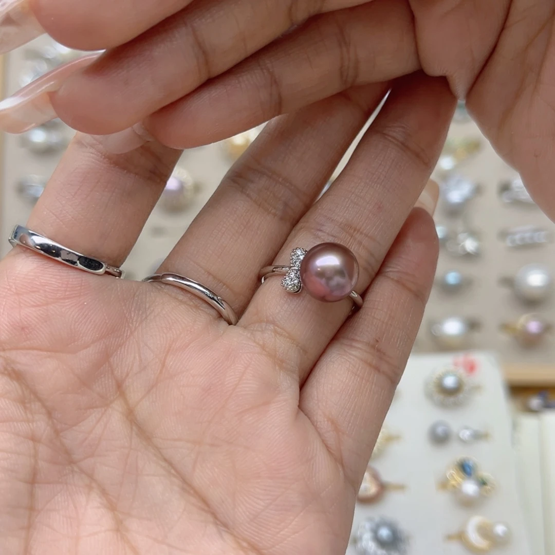 暖***槟合金淡水珍珠戒指