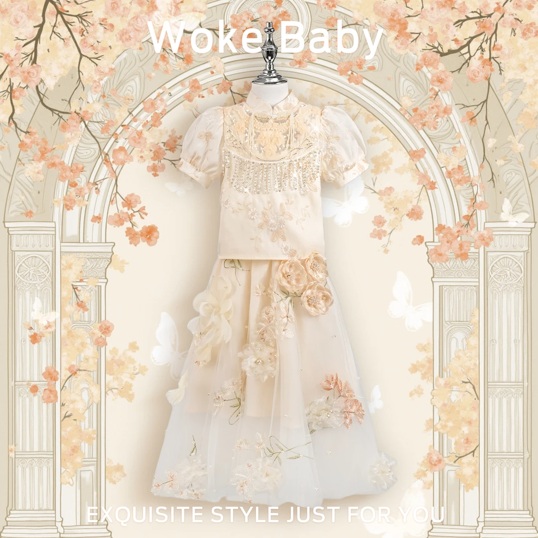 【BO专属】女童夏季可爱中大童上衣中领套头汉服裙子F487