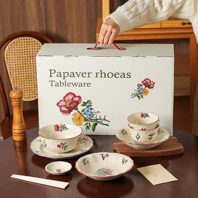 川岛屋法式复古陶瓷饭碗家用2025新款高颜值餐具套装新婚礼物女生