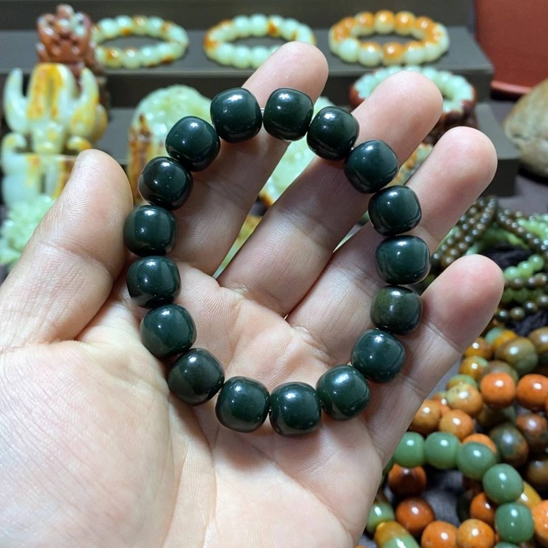 和田玉手串卡12未镶嵌坚**己