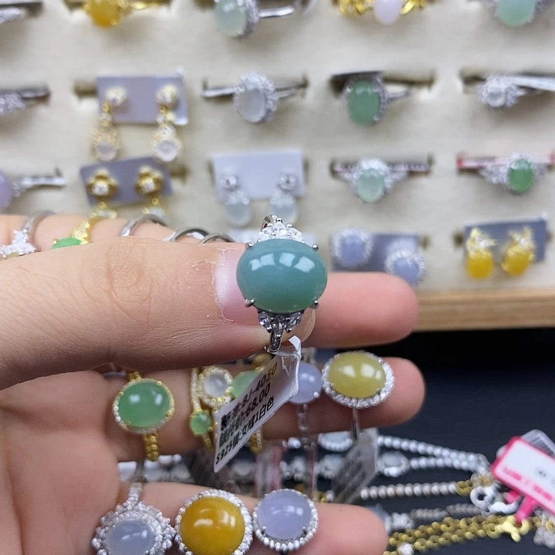 翡翠银S925镶嵌戒指